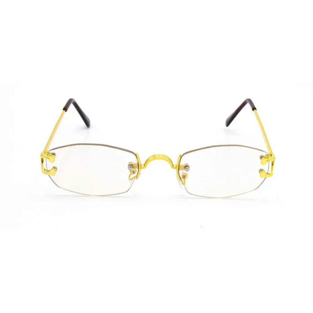 Sunglasses‎ Men Clear Lens Gold Frame Fashion Designer Eye Glasses Shades Small